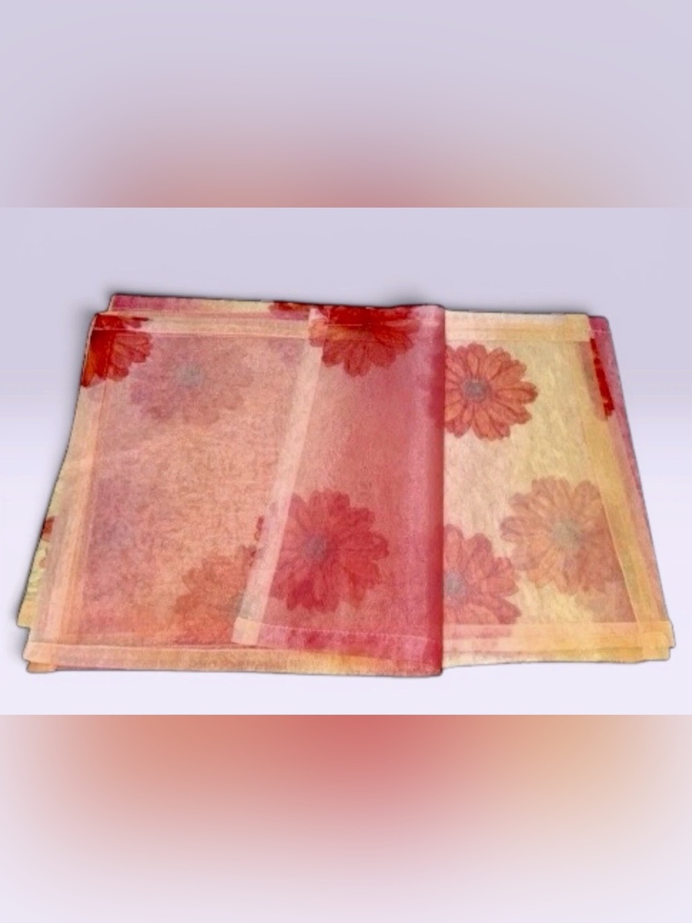 Bodrum Set of 8 Sheer Dahlia Orange Floral Placemats Rectangular 14" x 20"